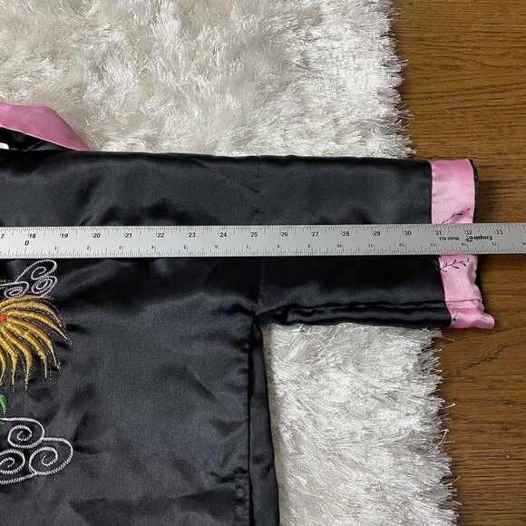 Kids Satin Kimono Robe Asian Embroidered Dragon - Picture 14 of 14